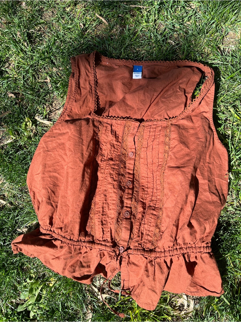 Old navy Rust Orange Button-Front Peplum Tank Top